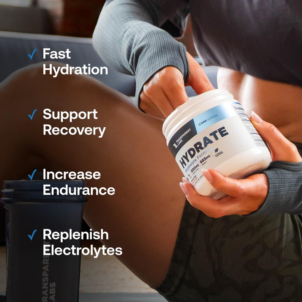 Transparent Labs Hydrate Naturally Sweetened Electrolytes Powder - Hydration Powder Electrolytes with Coconut Water, Calcium, Taurine, & Potassium - FENGGESTORE20