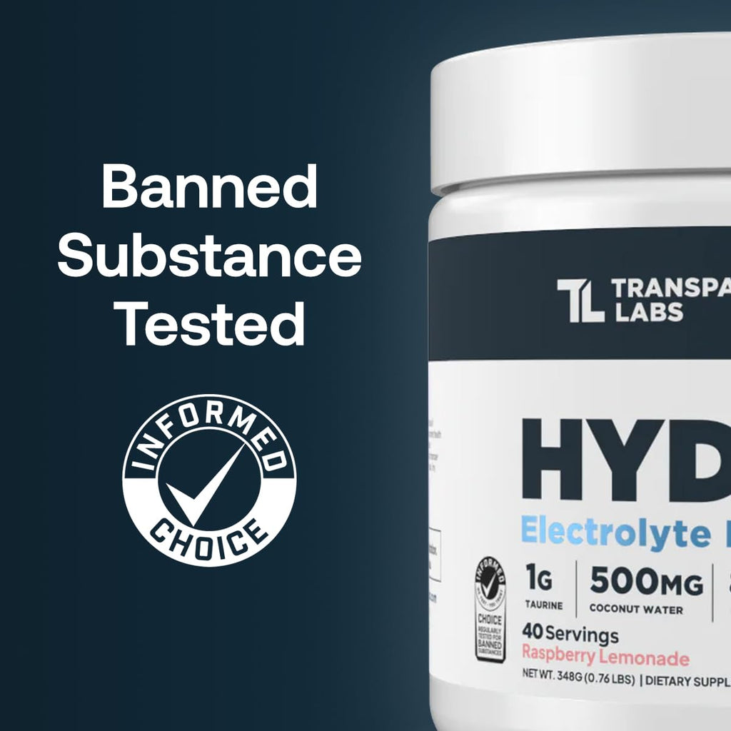 Transparent Labs Hydrate Naturally Sweetened Electrolytes Powder - Hydration Powder Electrolytes with Coconut Water, Calcium, Taurine, & Potassium - FENGGESTORE20