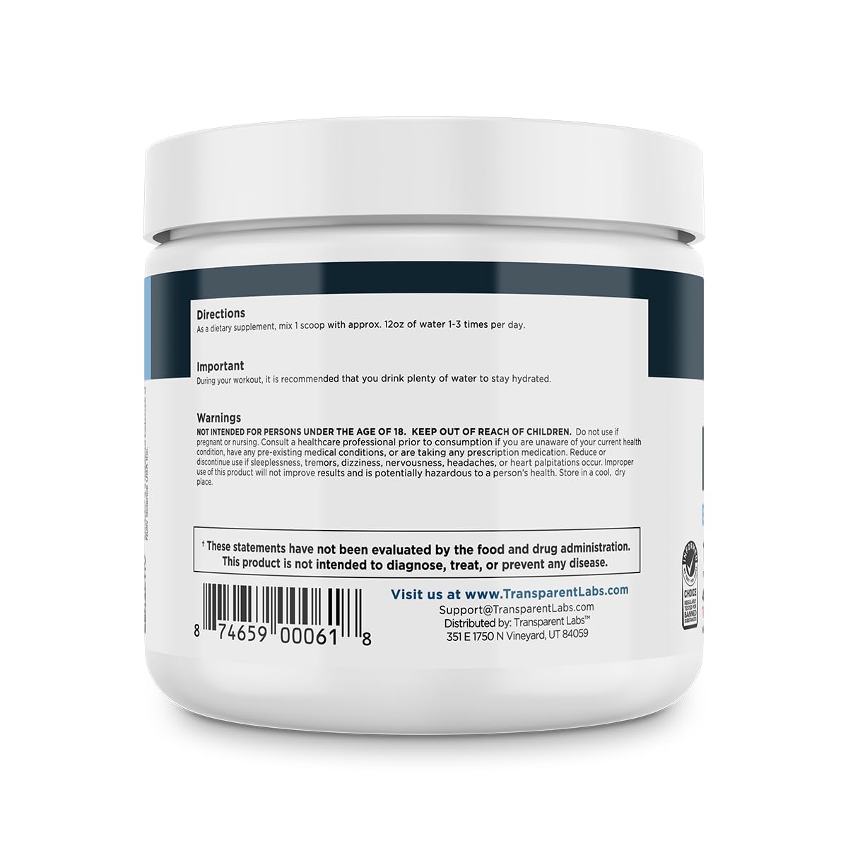 Transparent Labs Hydrate Naturally Sweetened Electrolytes Powder - Hydration Powder Electrolytes with Coconut Water, Calcium, Taurine, & Potassium - FENGGESTORE20