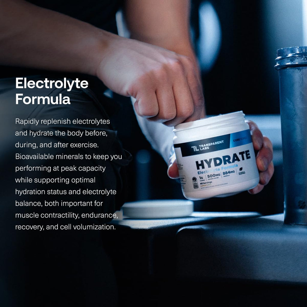 Transparent Labs Hydrate Naturally Sweetened Electrolytes Powder - Hydration Powder Electrolytes with Coconut Water, Calcium, Taurine, & Potassium - FENGGESTORE20