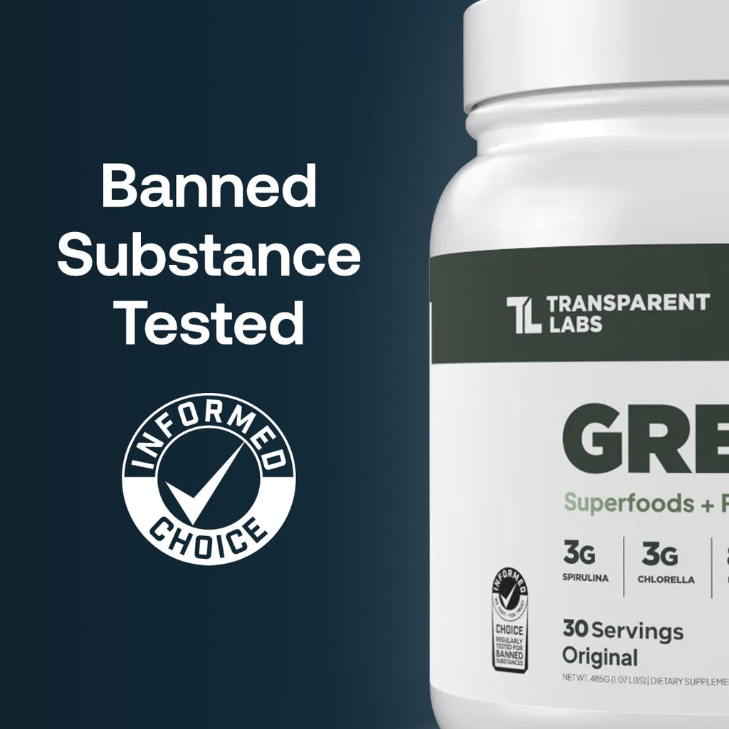 Transparent Labs Prebiotic Greens - Superfood Powder & Antioxidants Supplement with Organic Spirulina, Chloerra, Acacia, & Green Banana Powder - 30 Servings, Unflavored - FENGGESTORE20