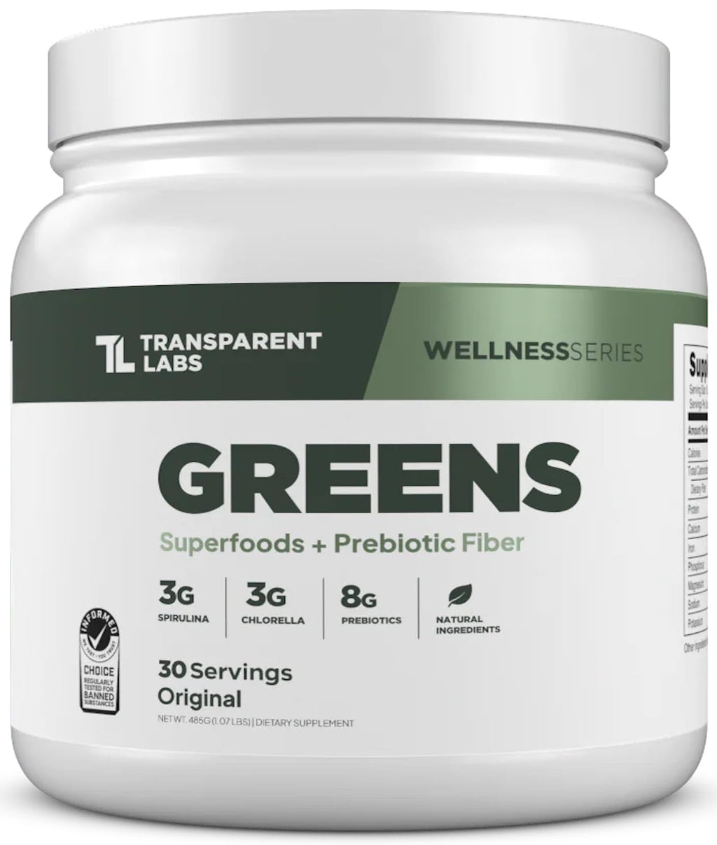 Transparent Labs Prebiotic Greens - Superfood Powder & Antioxidants Supplement with Organic Spirulina, Chloerra, Acacia, & Green Banana Powder - 30 Servings, Unflavored - FENGGESTORE20