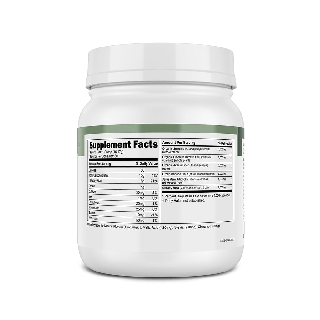 Transparent Labs Prebiotic Greens - Superfood Powder & Antioxidants Supplement with Organic Spirulina, Chloerra, Acacia, & Green Banana Powder - 30 Servings, Unflavored - FENGGESTORE20
