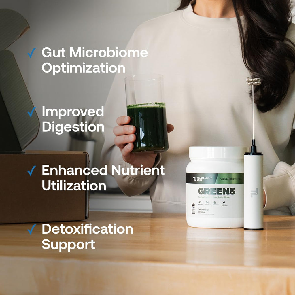 Transparent Labs Prebiotic Greens - Superfood Powder & Antioxidants Supplement with Organic Spirulina, Chloerra, Acacia, & Green Banana Powder - 30 Servings, Unflavored - FENGGESTORE20