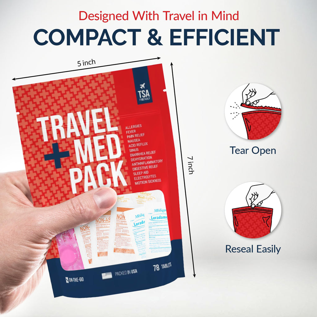 Travel Medicine Kit - 78-Piece TSA-Friendly Med Pack for Flights, Cruises & International Travel | Individually Wrapped Medication Essentials for Any Occasion - FENGGESTORE20