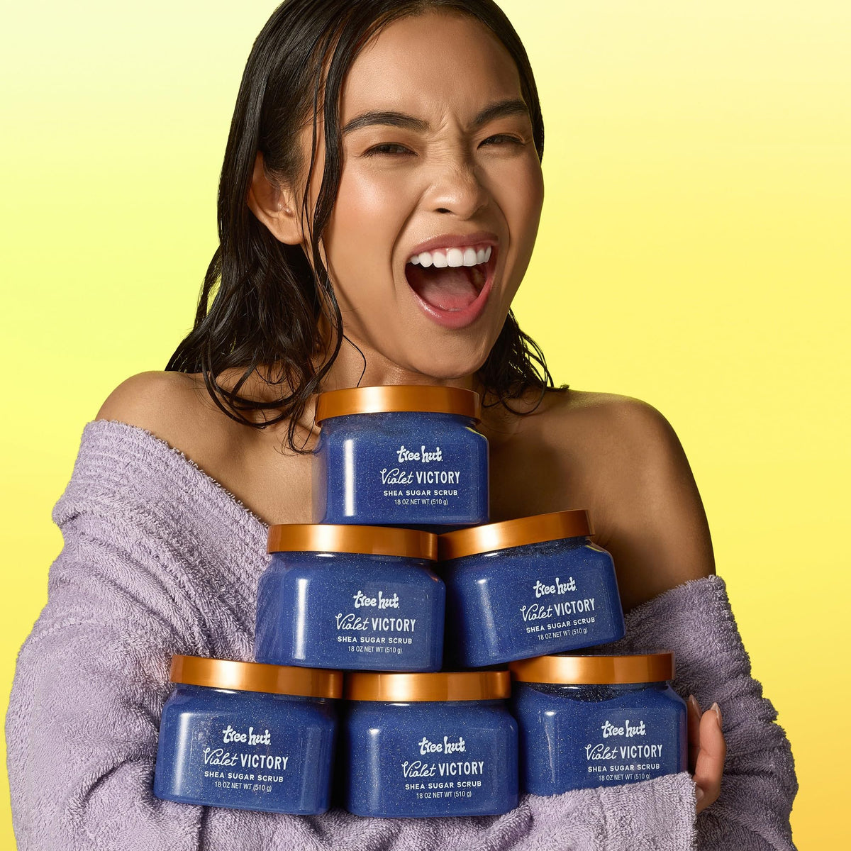 Tree Hut Violet Victory Shea Sugar Scrub, Exfoliating, Hydrating & Moisturizing Body Scrub with Shea Butter & Natural Oils, Smooth & Soften Skin, Polishing Exfoliant for Radiant Skin, 18 oz - FENGGESTORE20