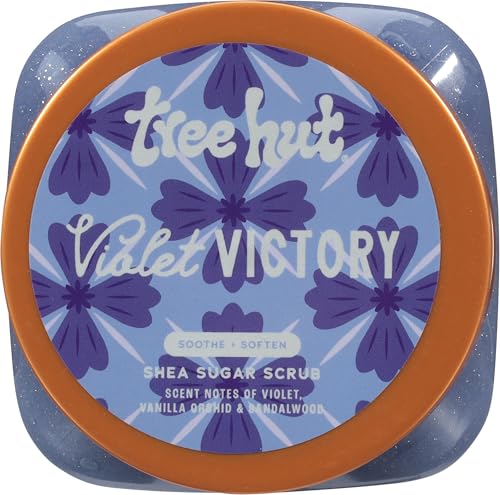 Tree Hut Violet Victory Shea Sugar Scrub, Exfoliating, Hydrating & Moisturizing Body Scrub with Shea Butter & Natural Oils, Smooth & Soften Skin, Polishing Exfoliant for Radiant Skin, 18 oz - FENGGESTORE20