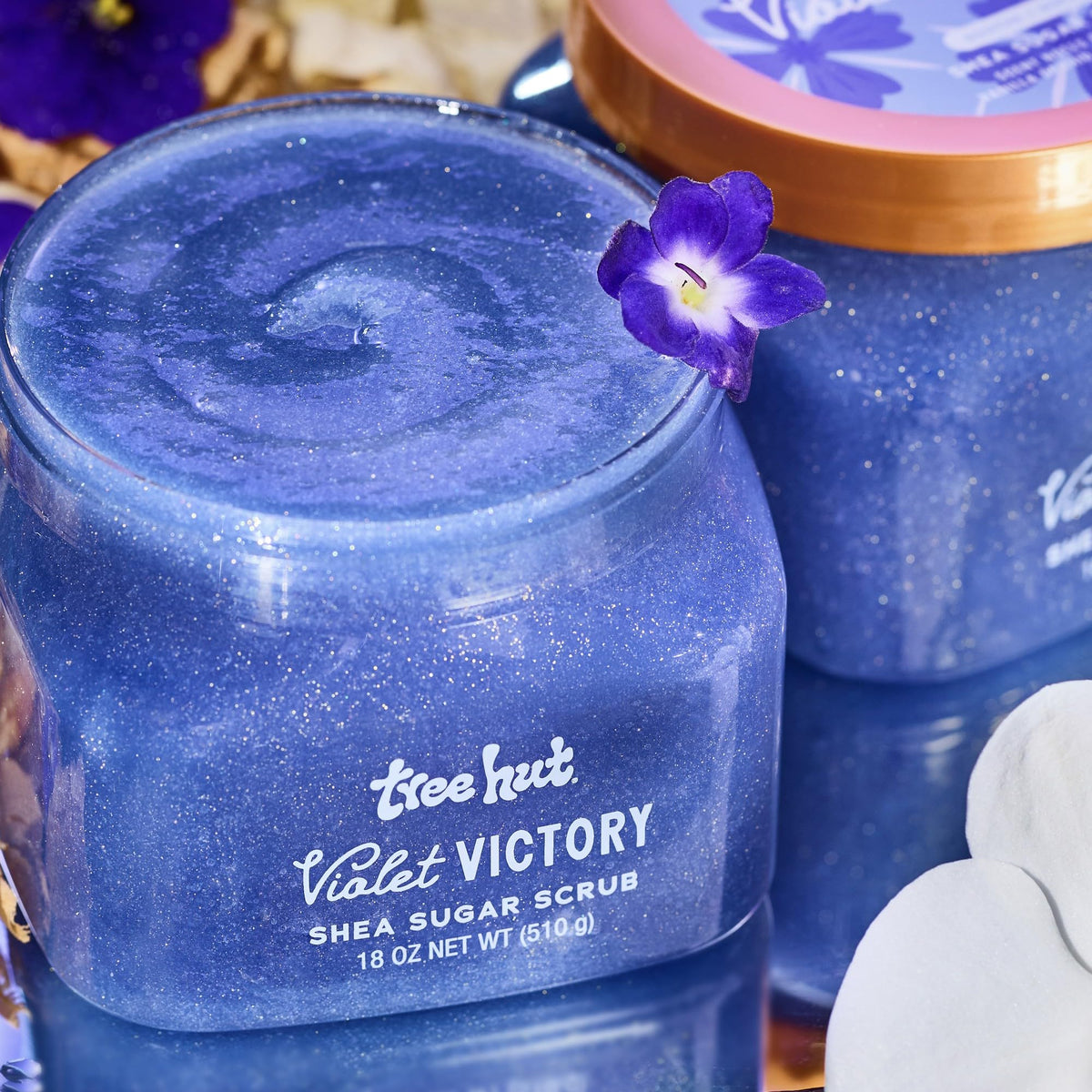 Tree Hut Violet Victory Shea Sugar Scrub, Exfoliating, Hydrating & Moisturizing Body Scrub with Shea Butter & Natural Oils, Smooth & Soften Skin, Polishing Exfoliant for Radiant Skin, 18 oz - FENGGESTORE20