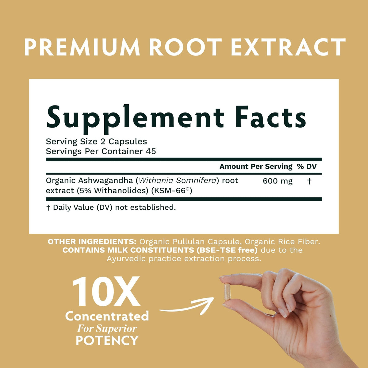 TRIBE ORGANICS Ashwagandha KSM 66 Pure Organic Root Powder Extract Ayurvedic Supplement - Focus, Mood Support, Increase Energy, Strength, 600mg of Natural KSM66 - FENGGESTORE20