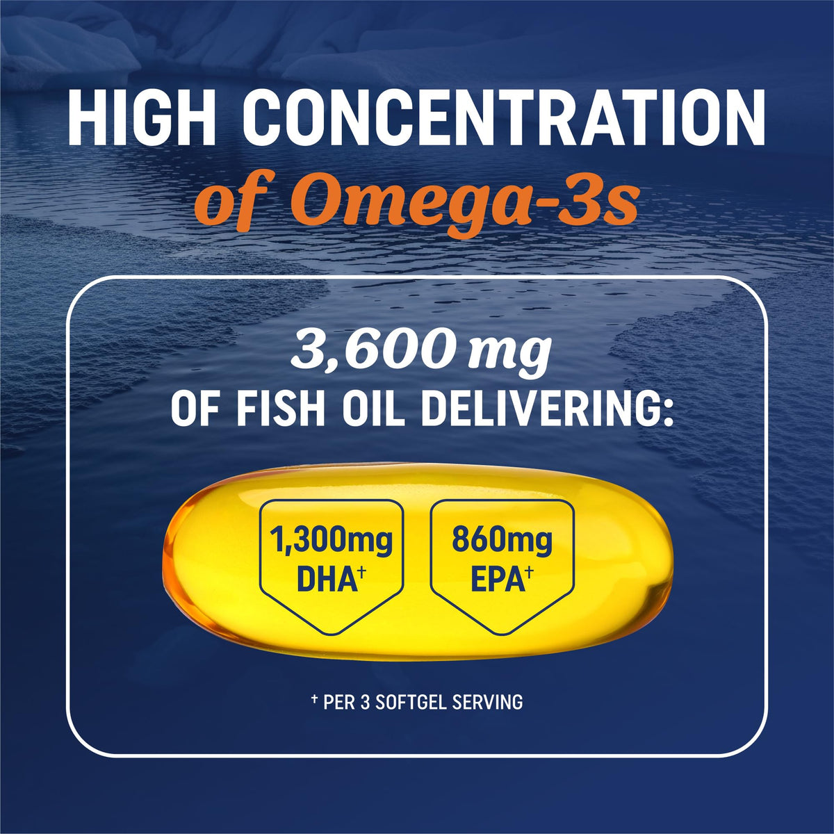 Triple Strength DHA Omega 3 Fish Oil 3600 mg | Over 2100mg Omega-3 Fatty Acids with 860mg of DHA | 1300mg EPA | Best Essential Fatty Acids | Premium Wild Caught & Burpless Fish Oil | 120 ct. - FENGGESTORE20