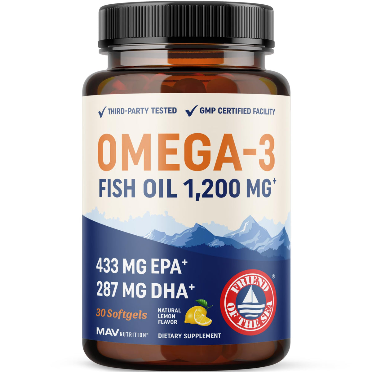 Triple Strength Omega 3 Fish Oil 1200 mg | EPA & DHA | Wild Caught, Sustainably Sourced Omega-3 Fatty Acids | Premium Burpless Fish Oil Supplements - FENGGESTORE20