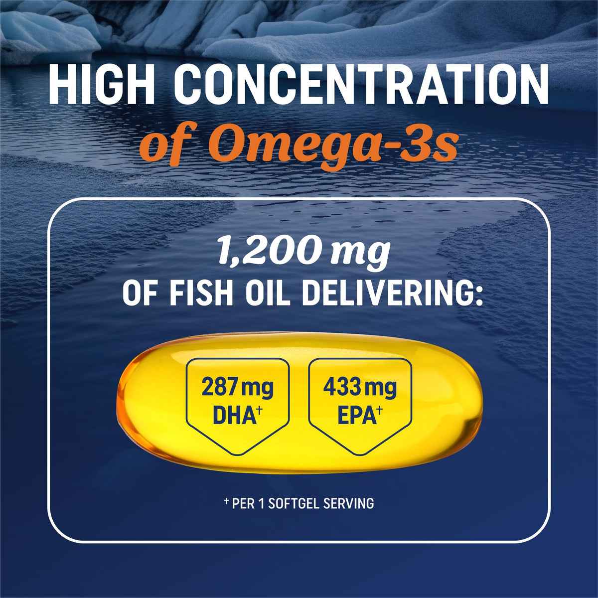 Triple Strength Omega 3 Fish Oil 1200 mg | EPA & DHA | Wild Caught, Sustainably Sourced Omega-3 Fatty Acids | Premium Burpless Fish Oil Supplements - FENGGESTORE20