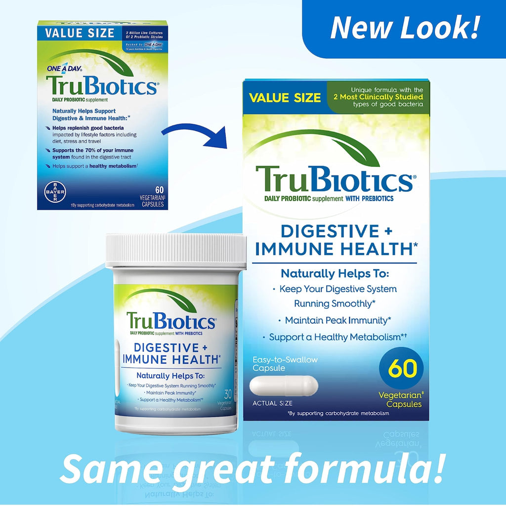 TruBiotics Probiotics for Digestive & Immune Health, Supports Regularity & Helps Relieve Abdominal Discomfort, Gas & Bloating, 2 Clinically Studied - FENGGESTORE20
