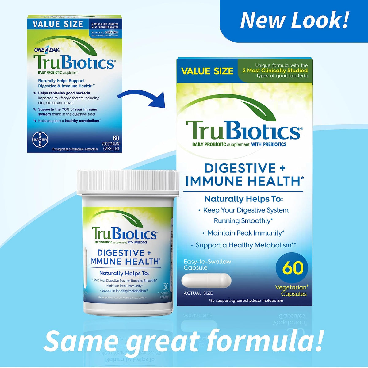 TruBiotics Probiotics for Digestive & Immune Health, Supports Regularity & Helps Relieve Abdominal Discomfort, Gas & Bloating, 2 Clinically Studied - FENGGESTORE20