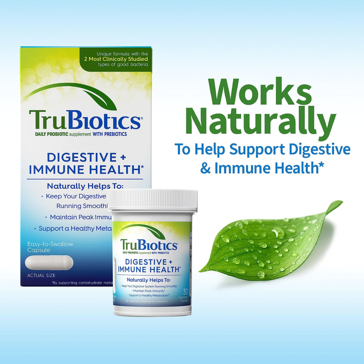 TruBiotics Probiotics for Digestive & Immune Health, Supports Regularity & Helps Relieve Abdominal Discomfort, Gas & Bloating, 2 Clinically Studied - FENGGESTORE20