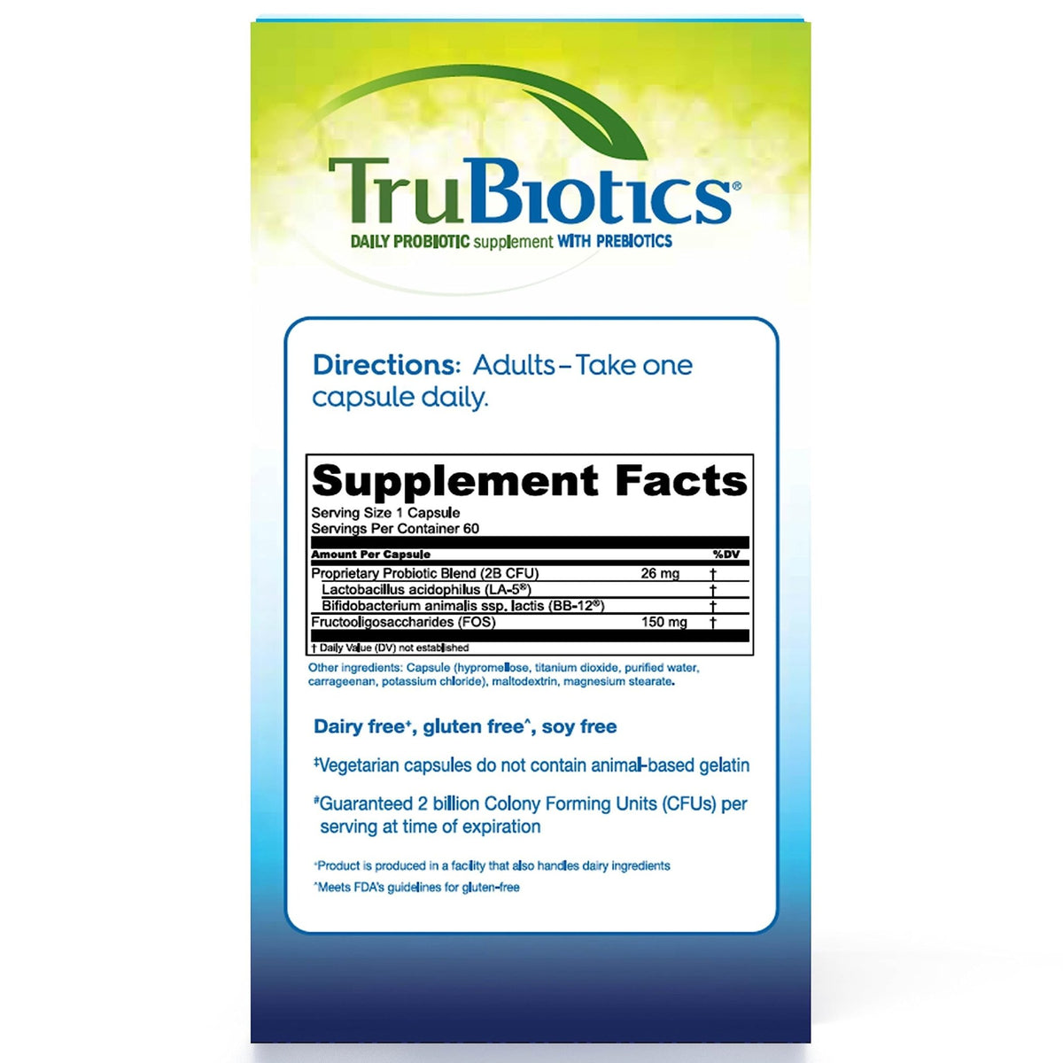 TruBiotics Probiotics for Digestive & Immune Health, Supports Regularity & Helps Relieve Abdominal Discomfort, Gas & Bloating, 2 Clinically Studied - FENGGESTORE20