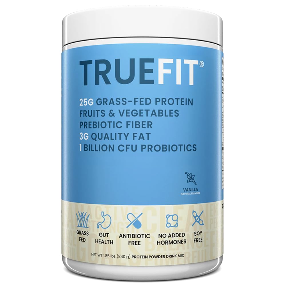 TrueFit High Fiber Protein Powder, Grass-Fed Whey Meal Replacement Shake with Prebiotics, Probiotics, & Organic Superfoods, Keto Friendly, Gluten Free - FENGGESTORE20