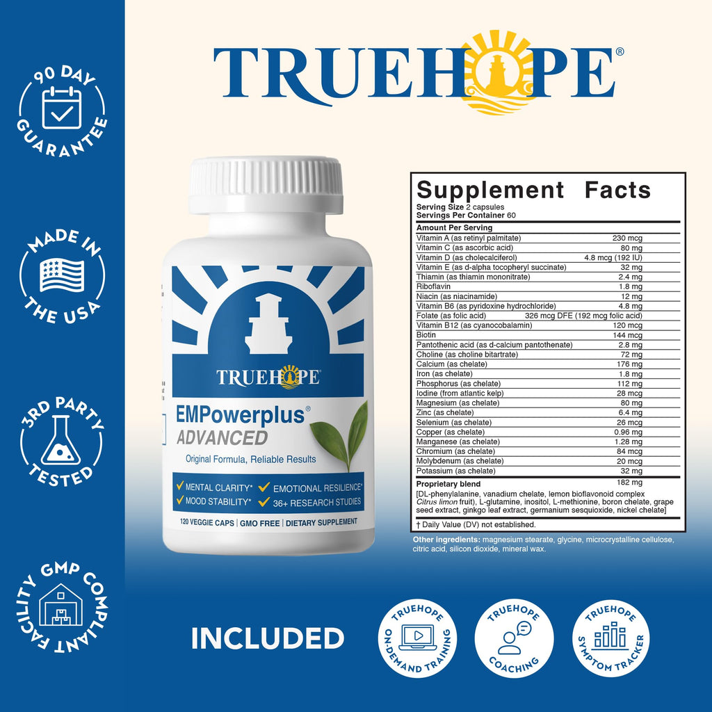 Truehope EMPowerplus Advanced Multivitamin for Women & Men - Broad-Spectrum Multivitamins & Chelated Minerals | 1000% Better Absorption | 37 Research Studies & 28 Years of Success | 30 Day Supply - FENGGESTORE20