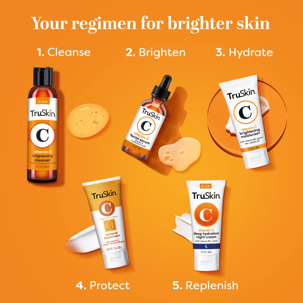 TruSkin Mineral Sunscreen SPF 30 for Face - Zinc Oxide Broad Spectrum Protection with Squalane, Vitamin C & Marine Collagen - FENGGESTORE20