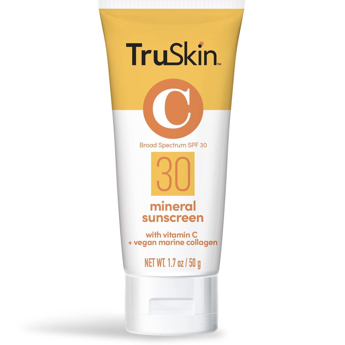 TruSkin Mineral Sunscreen SPF 30 for Face - Zinc Oxide Broad Spectrum Protection with Squalane, Vitamin C & Marine Collagen - FENGGESTORE20