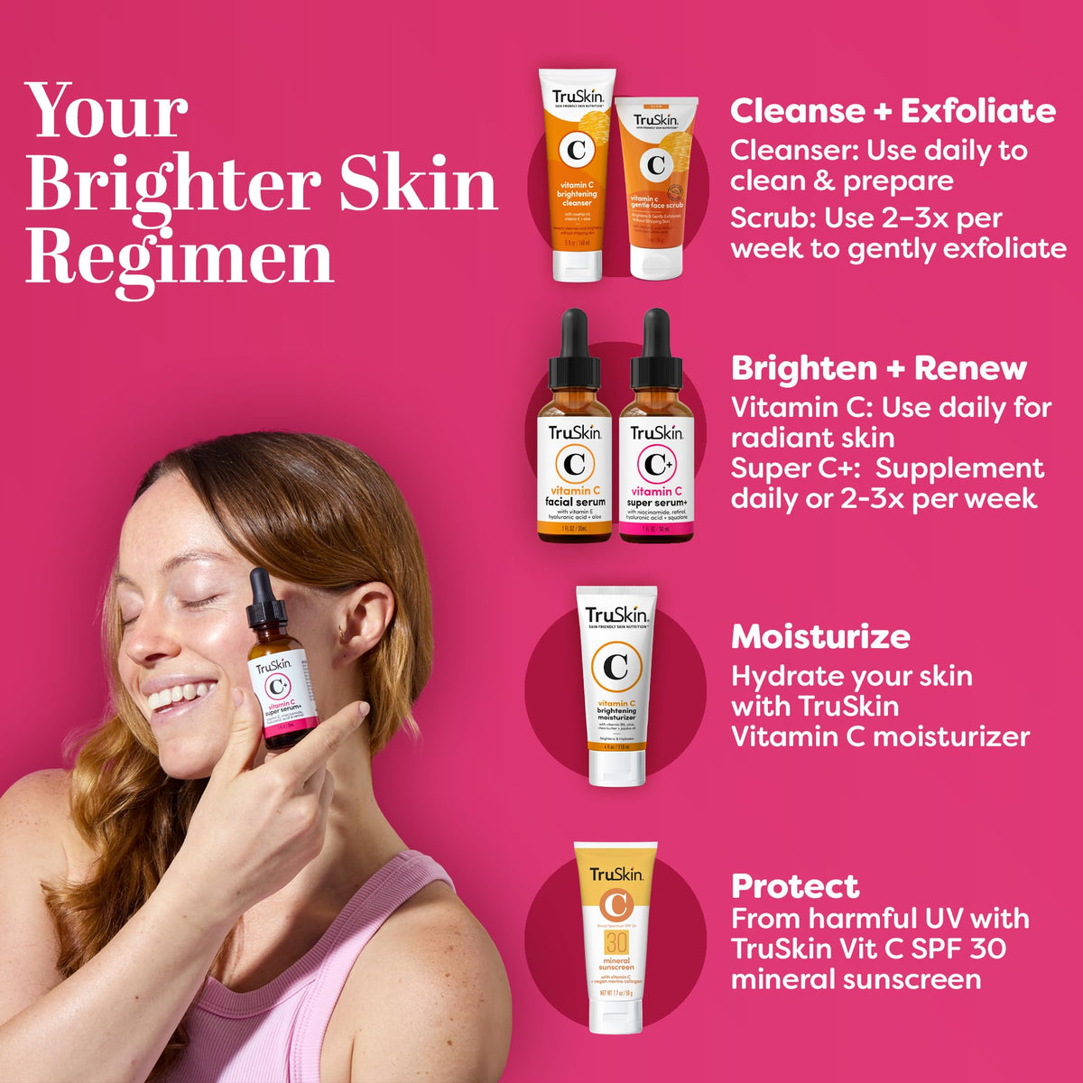 TruSkin Vitamin C Super Serum for Face - Five Skin Benefits in One Serum with Vitamin C, Retinol, Niacinamide, Hyaluronic Acid & Squalane - FENGGESTORE20