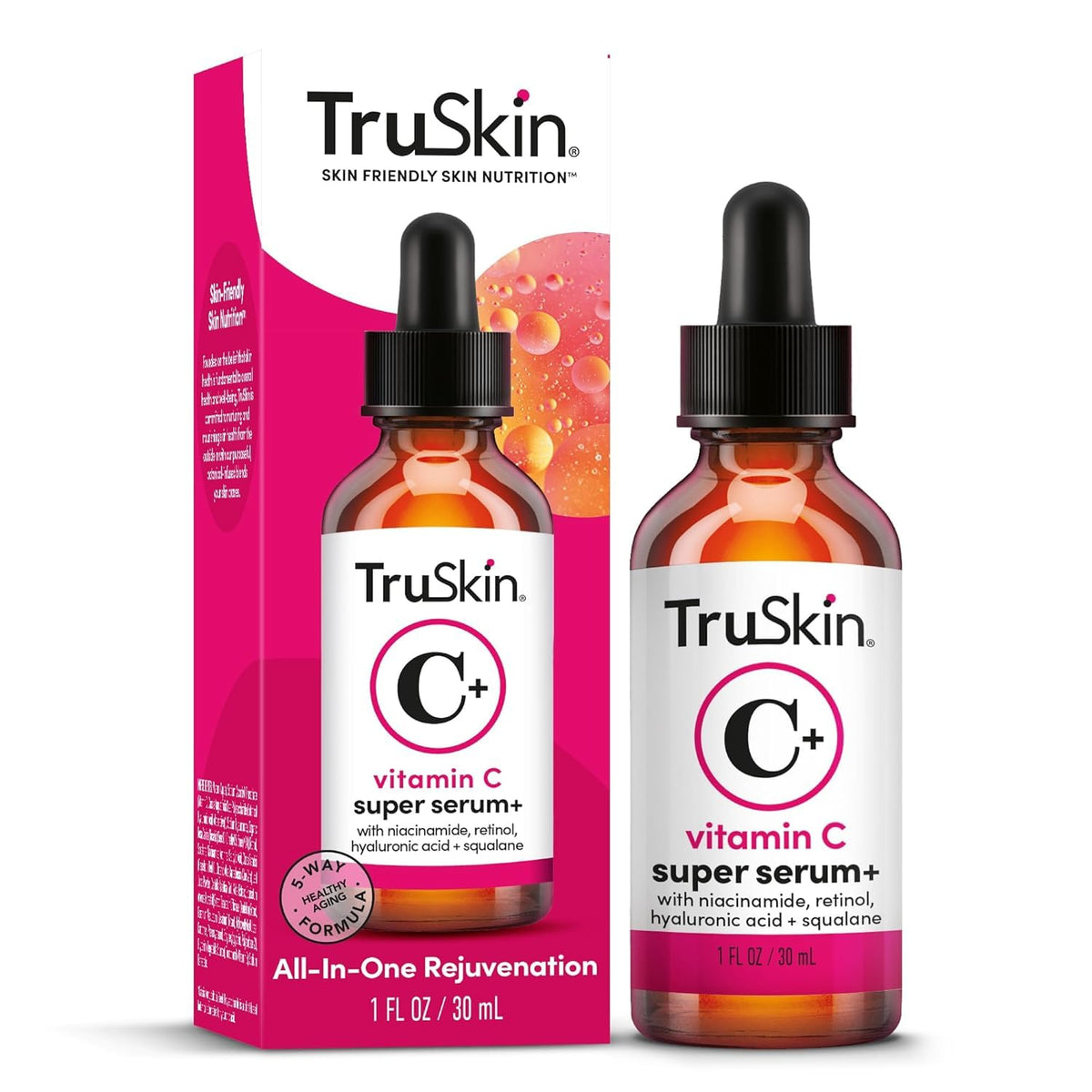 TruSkin Vitamin C Super Serum for Face - Five Skin Benefits in One Serum with Vitamin C, Retinol, Niacinamide, Hyaluronic Acid & Squalane - FENGGESTORE20