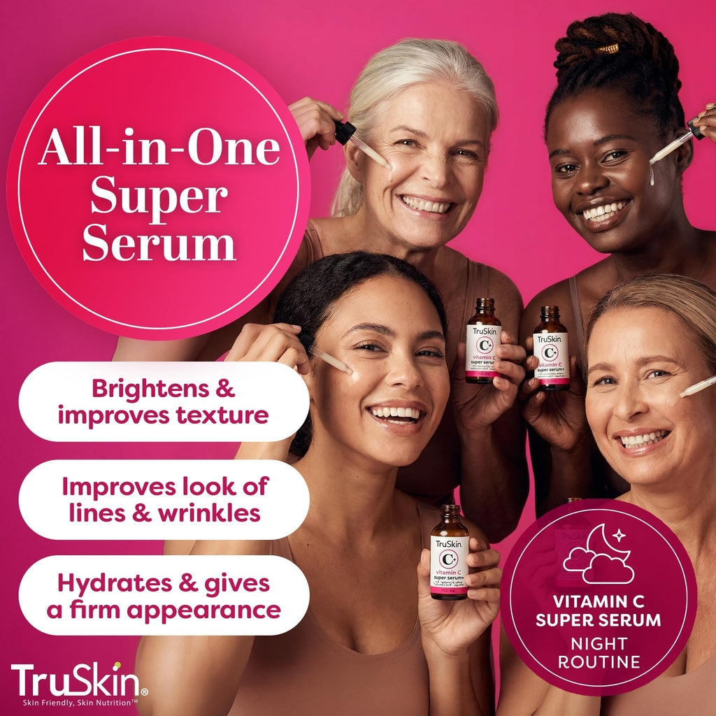 TruSkin Vitamin C Super Serum for Face - Five Skin Benefits in One Serum with Vitamin C, Retinol, Niacinamide, Hyaluronic Acid & Squalane - FENGGESTORE20