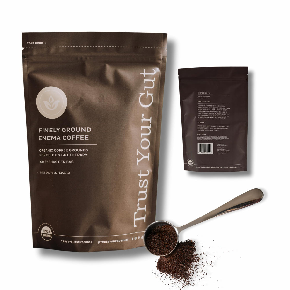 Trust Your Gut Organic Ground Coffee Enema for Detox and Gut Health, Mold Free Colon Cleanse Gerson Enema Coffee Women and Men, 40 Enemas per Bag - 1lb - FENGGESTORE20