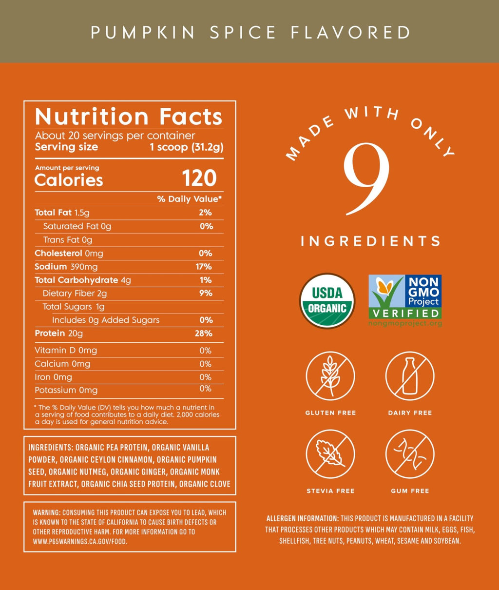 Truvani Vegan Pea Protein Powder | Pumpkin Spice | 20g Organic Plant Based Protein | 20 Servings | Keto | Gluten & Dairy Free - FENGGESTORE20