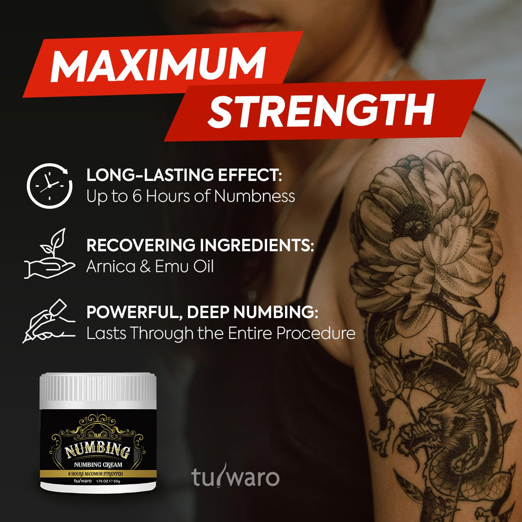 tuiwaro Numbing Cream Extra Strength: Relief Long Lasting & Fast-Absorbing with Emu Oil and Arnica — Non-Greasy 50 mL - FENGGESTORE20