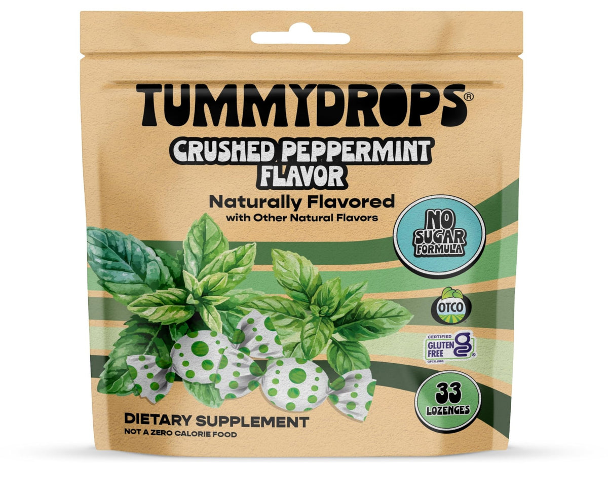 tummy drops No Sugar Crushed Peppermint Flavor, Gluten Free & Vegan, 33 Individually Wrapped Pure Peppermint Oil Lozenges Made with Organic Monkfruit - FENGGESTORE20