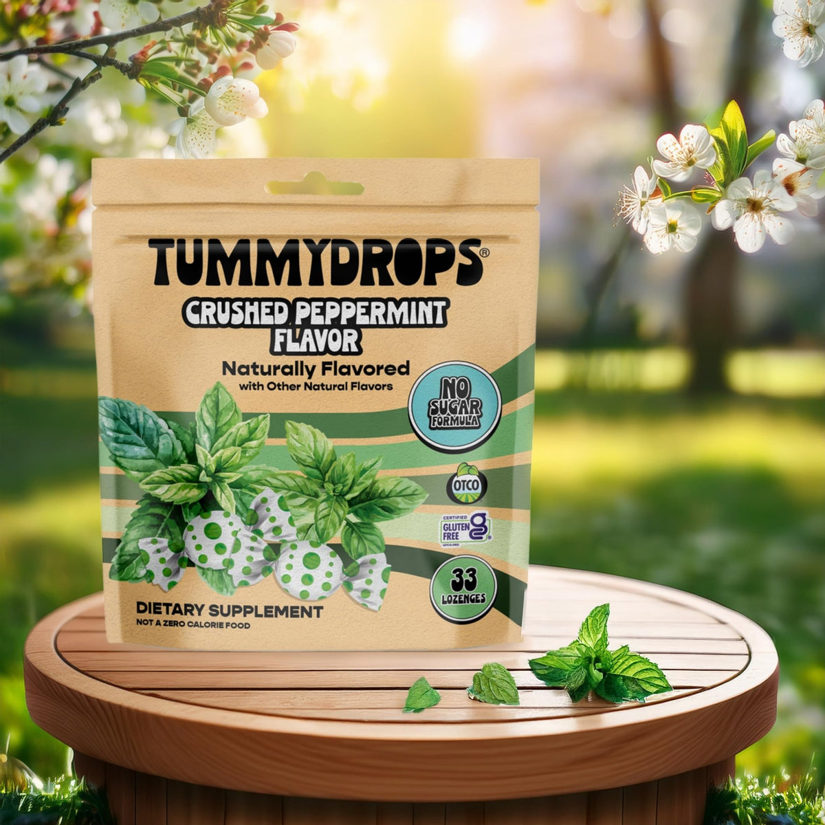 tummy drops No Sugar Crushed Peppermint Flavor, Gluten Free & Vegan, 33 Individually Wrapped Pure Peppermint Oil Lozenges Made with Organic Monkfruit - FENGGESTORE20