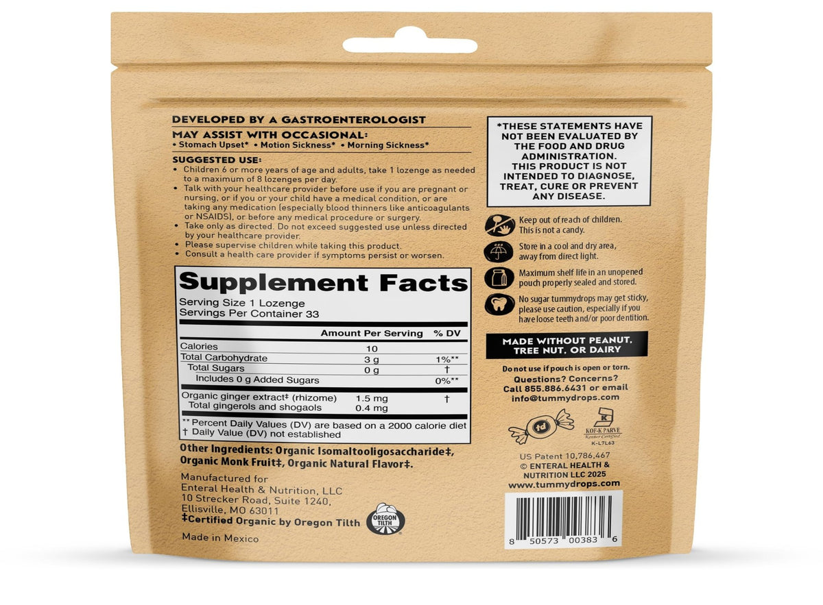 Tummydrops, No Sugar Sweet Blackberry Ginger Flavor, Gluten Free & Vegan, 33 Individually Wrapped Organic Ginger Lozenges Made with Organic Monkfruit - FENGGESTORE20