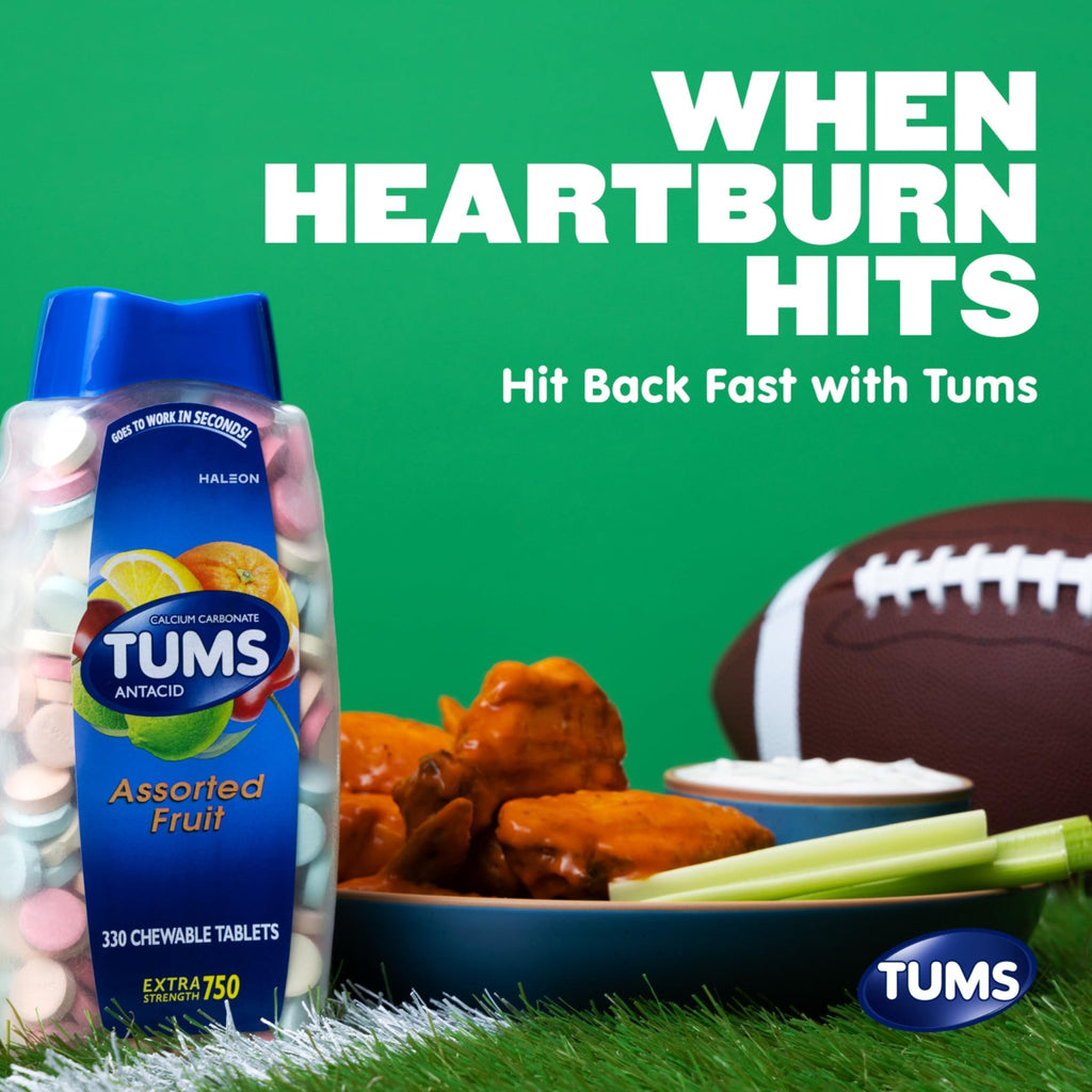 TUMS Chewable Antacid Tablets for Extra Strength Heartburn Relief, Assorted Fruit Flavors - 330 Count - FENGGESTORE20
