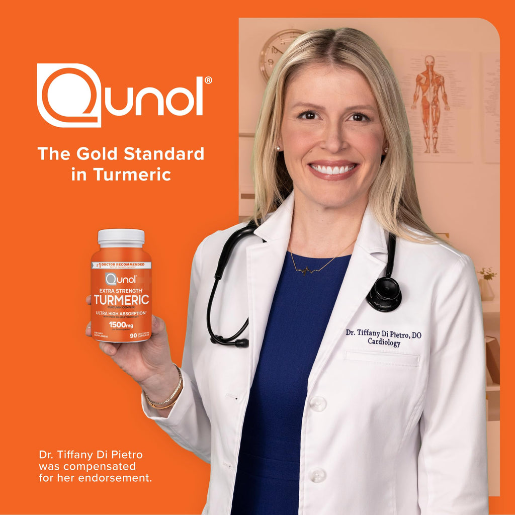 Turmeric Curcumin Capsules, Qunol with Ultra High Absorption 1500mg, Joint Support, Dietary Supplement, Extra Strength, 90 Vegetarian Capsules - FENGGESTORE20