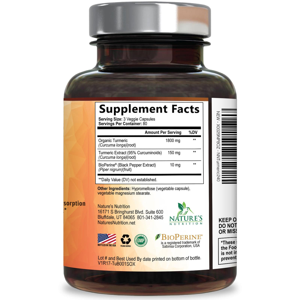 Turmeric Curcumin Supplement - 95% Curcuminoids with Organic Turmeric & BioPerine Black Pepper for Best Absorption - Daily Joint & Immune Health Support - FENGGESTORE20