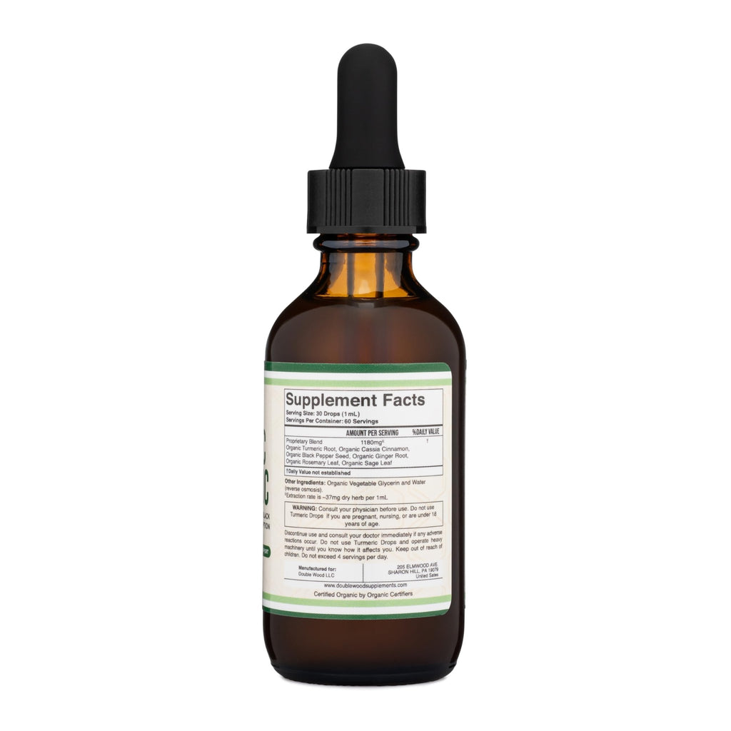 Turmeric Curcumin with Black Pepper Drops - Organic Turmeric Supplement Drops 1,180mg - 2FL OZ, 60 Servings (with Black Pepper Seed, Ginger, Rosemary, and Sage) - FENGGESTORE20