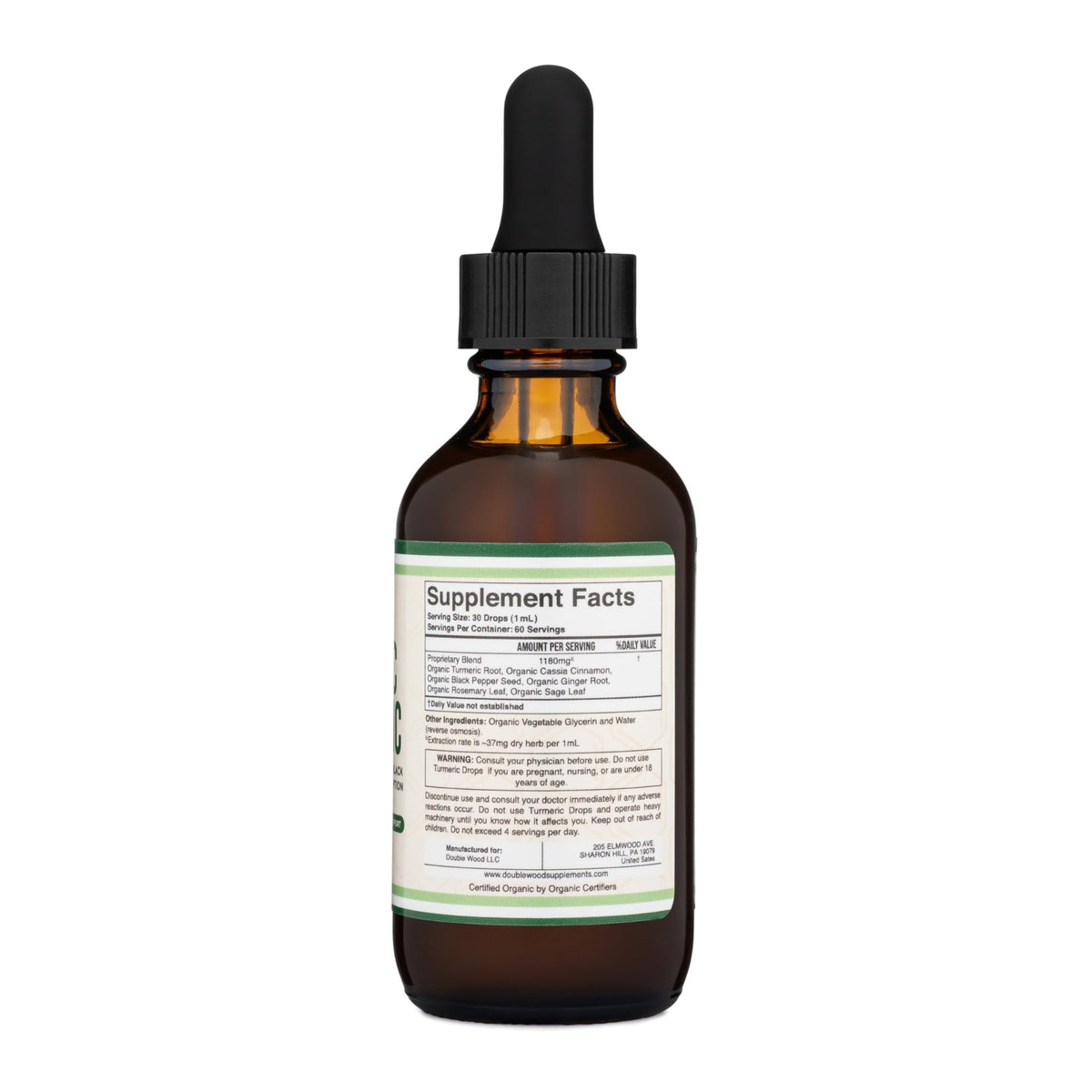 Turmeric Curcumin with Black Pepper Drops - Organic Turmeric Supplement Drops 1,180mg - 2FL OZ, 60 Servings (with Black Pepper Seed, Ginger, Rosemary, and Sage) - FENGGESTORE20