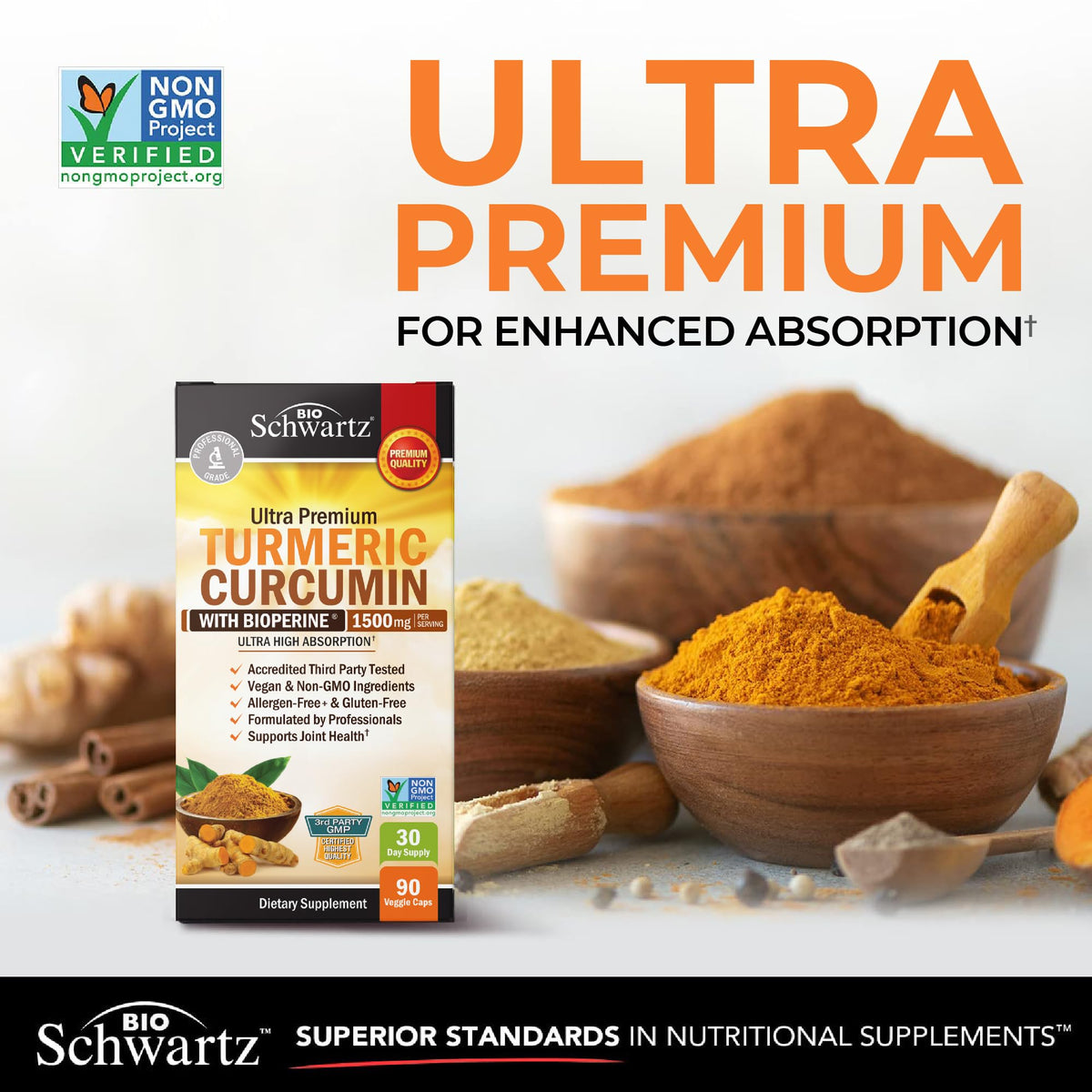 Turmeric Curcumin with Black Pepper Extract 1500mg - High Absorption Ultra Potent Turmeric Supplement with 95% Curcuminoids and BioPerine - FENGGESTORE20