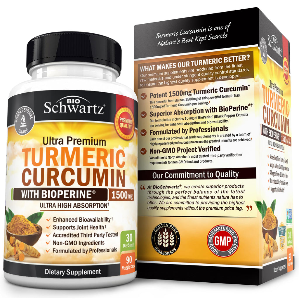 Turmeric Curcumin with Black Pepper Extract 1500mg - High Absorption Ultra Potent Turmeric Supplement with 95% Curcuminoids and BioPerine - FENGGESTORE20