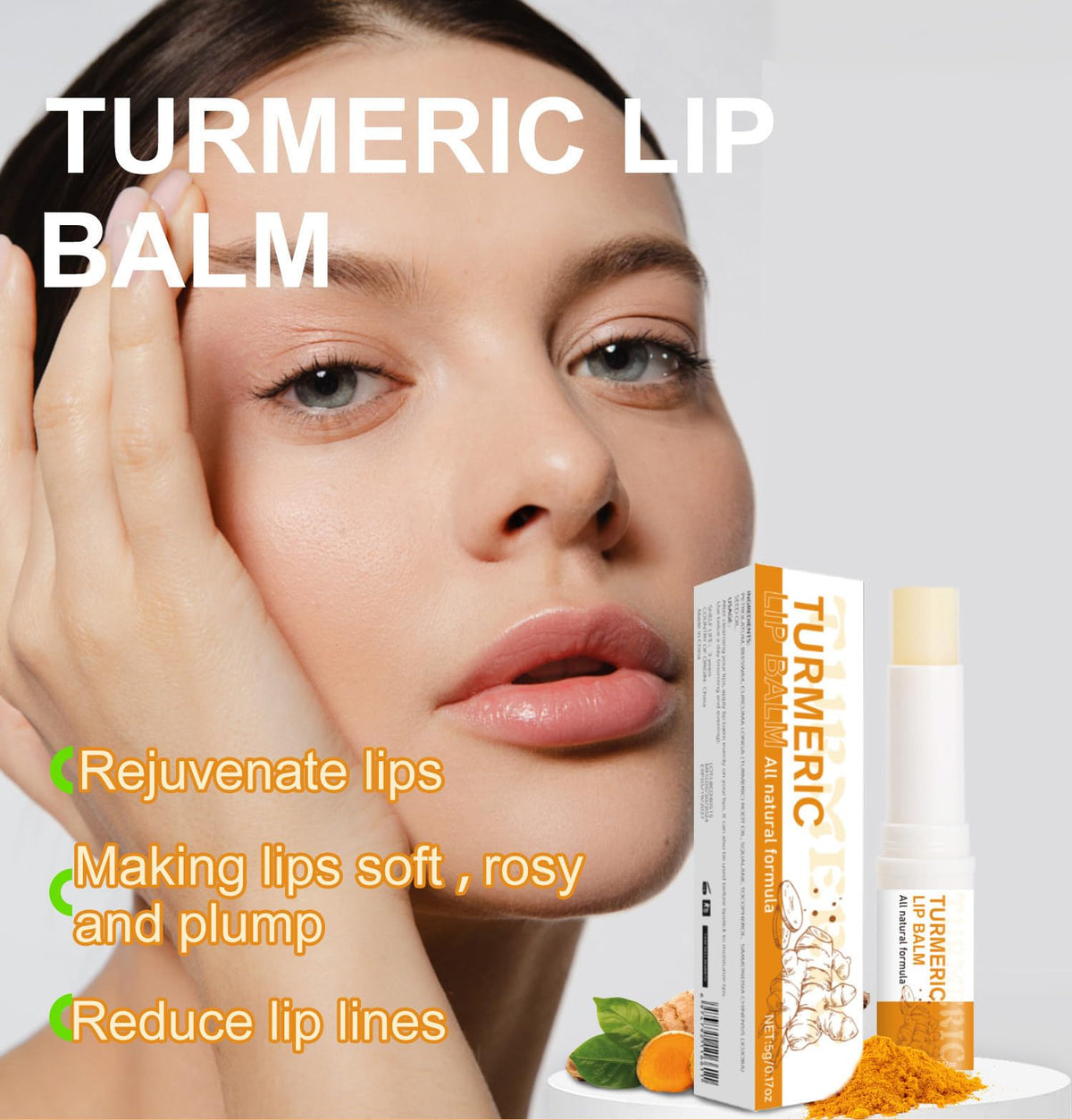 Turmeric Lip Balm for Smokers With Root Oil - Brightening for Dark Lips, Long-Lasting Moisturizer for Dry - FENGGESTORE20