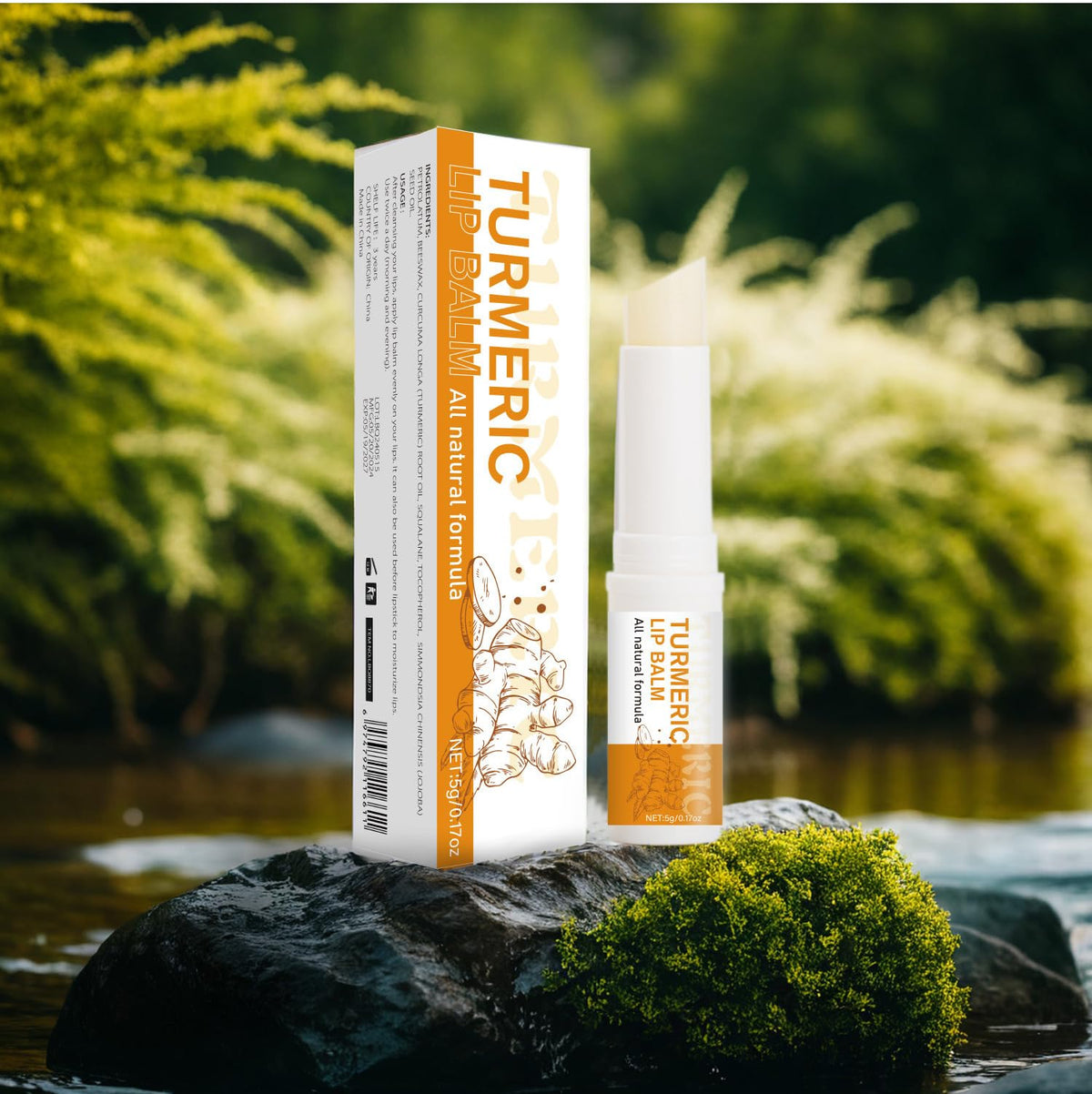 Turmeric Lip Balm for Smokers With Root Oil - Brightening for Dark Lips, Long-Lasting Moisturizer for Dry - FENGGESTORE20