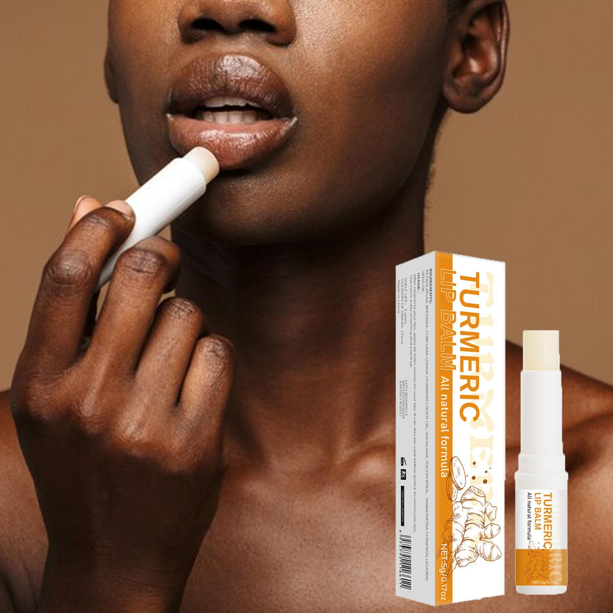 Turmeric Lip Balm for Smokers With Root Oil - Brightening for Dark Lips, Long-Lasting Moisturizer for Dry - FENGGESTORE20
