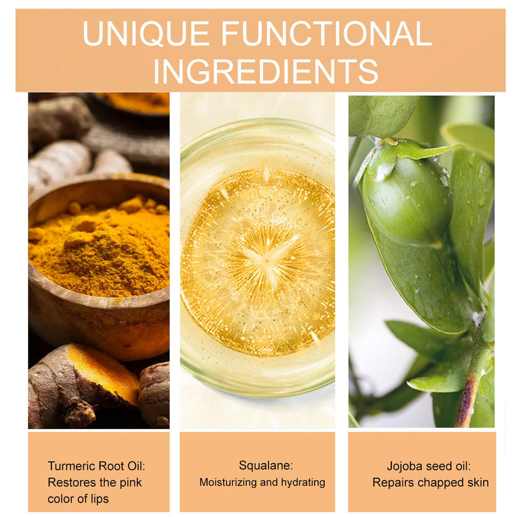 Turmeric Lip Balm for Smokers With Root Oil - Brightening for Dark Lips, Long-Lasting Moisturizer for Dry - FENGGESTORE20
