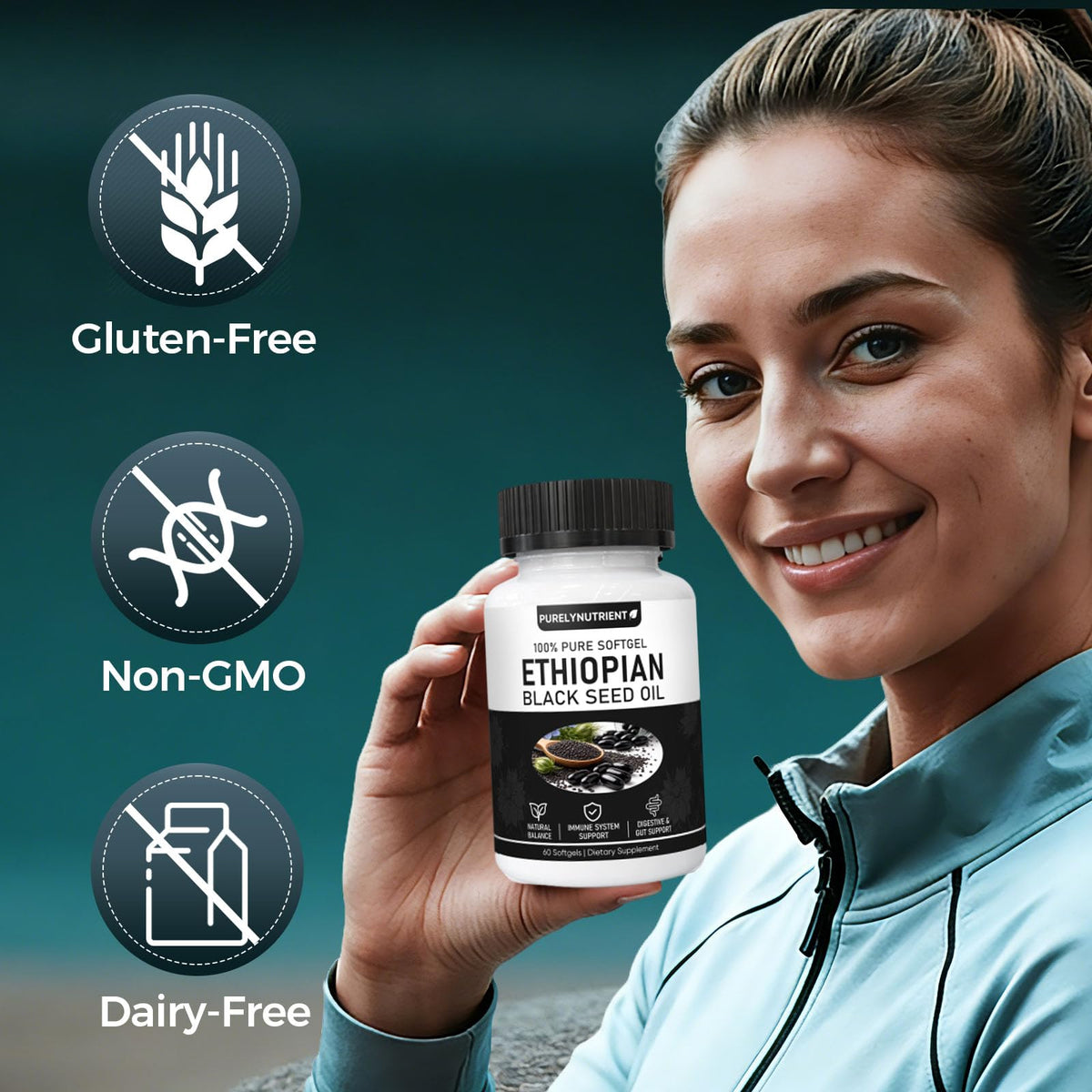 TUVAAZ PURELYNUTRIENT Ethiopian Black Seed Oil Capsules with 4.64% Thymoquinone, Immune Support & Digestion & Energy Booster - FENGGESTORE20