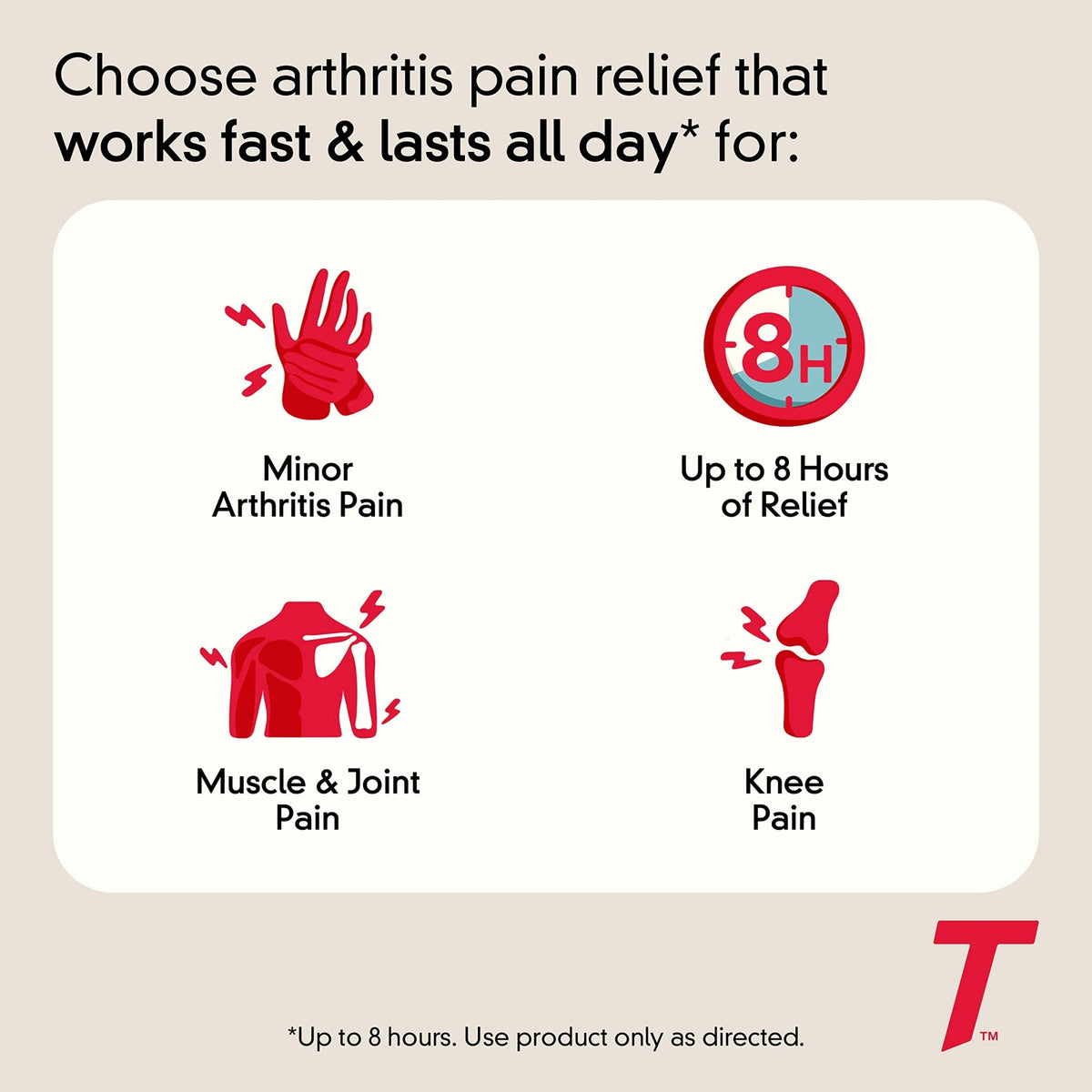Tylenol 8HR Arthritis Pain Relief Caplets, Fast, Strong Pain Relief, 650 mg Acetaminophen for Minor Arthritis & Joint Pain, Fever Reducer, Extended Release, Won't Irritate Stomach, 100 Count - FENGGESTORE20