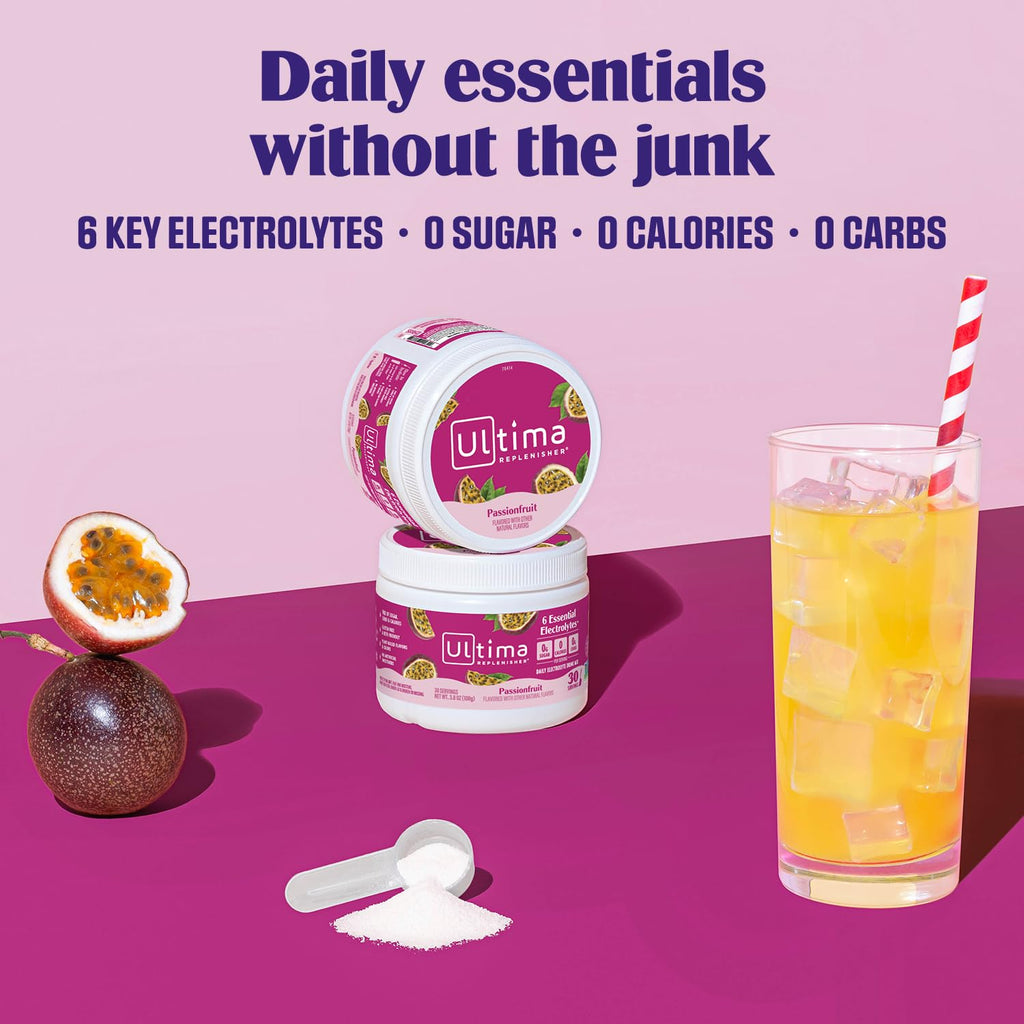 Ultima Replenisher Daily Electrolyte Powder Drink Mix – Sugar Free – Passionfruit, 30 Servings – Hydration Powder with 6 Key Electrolytes - FENGGESTORE20