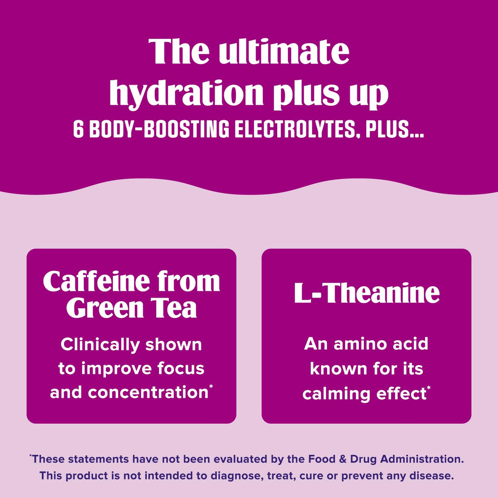 Ultima Replenisher Daily Focus Supplement & Electrolytes Powder - Acai Blueberry, 14 Stickpacks - Hydration Packets, 60mg Caffeine from Green Tea Extract & L-Theanine - FENGGESTORE20