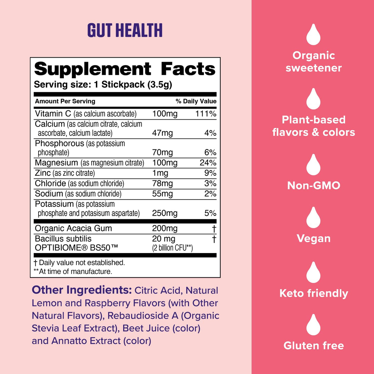 Ultima Replenisher Gut Health Supplement and Electrolytes Powder - Raspberry Lemonade, 14 Stickpacks - FENGGESTORE20