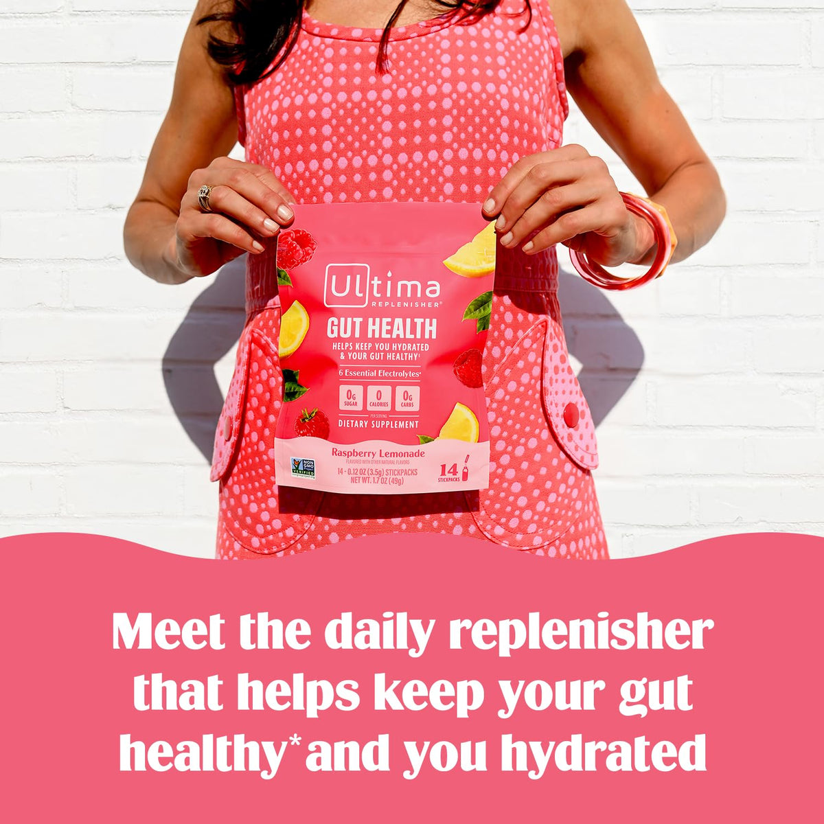 Ultima Replenisher Gut Health Supplement and Electrolytes Powder - Raspberry Lemonade, 14 Stickpacks - FENGGESTORE20